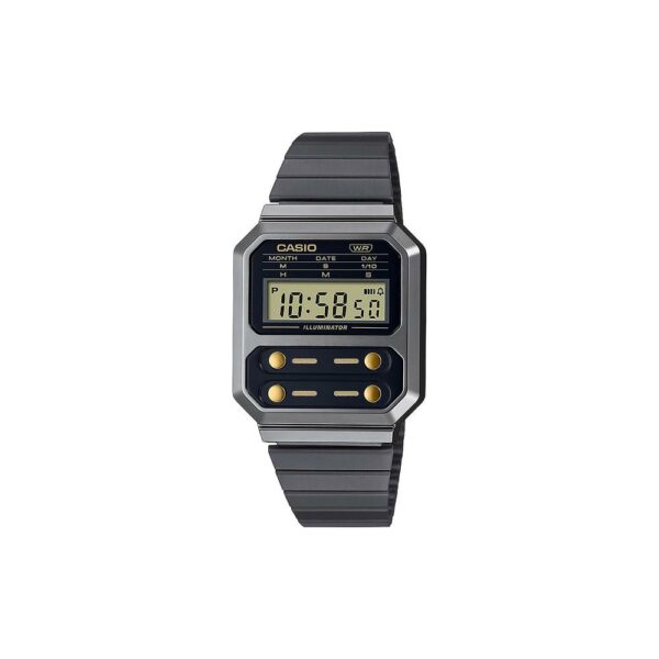 Casio Vintage Edgy Ρολόι Χρονογράφος Μπαταρίας με Μαύρο Μεταλλικό Μπρασελέ (A100WEGG-1A2EF) (CASA100WEGG1A2EF) - SCAX