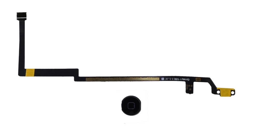 Σέτ Κεντρικού Πλήκτρου Apple iPad Air με Καλώδιο Πλακέ Μαύρο OEM Type A