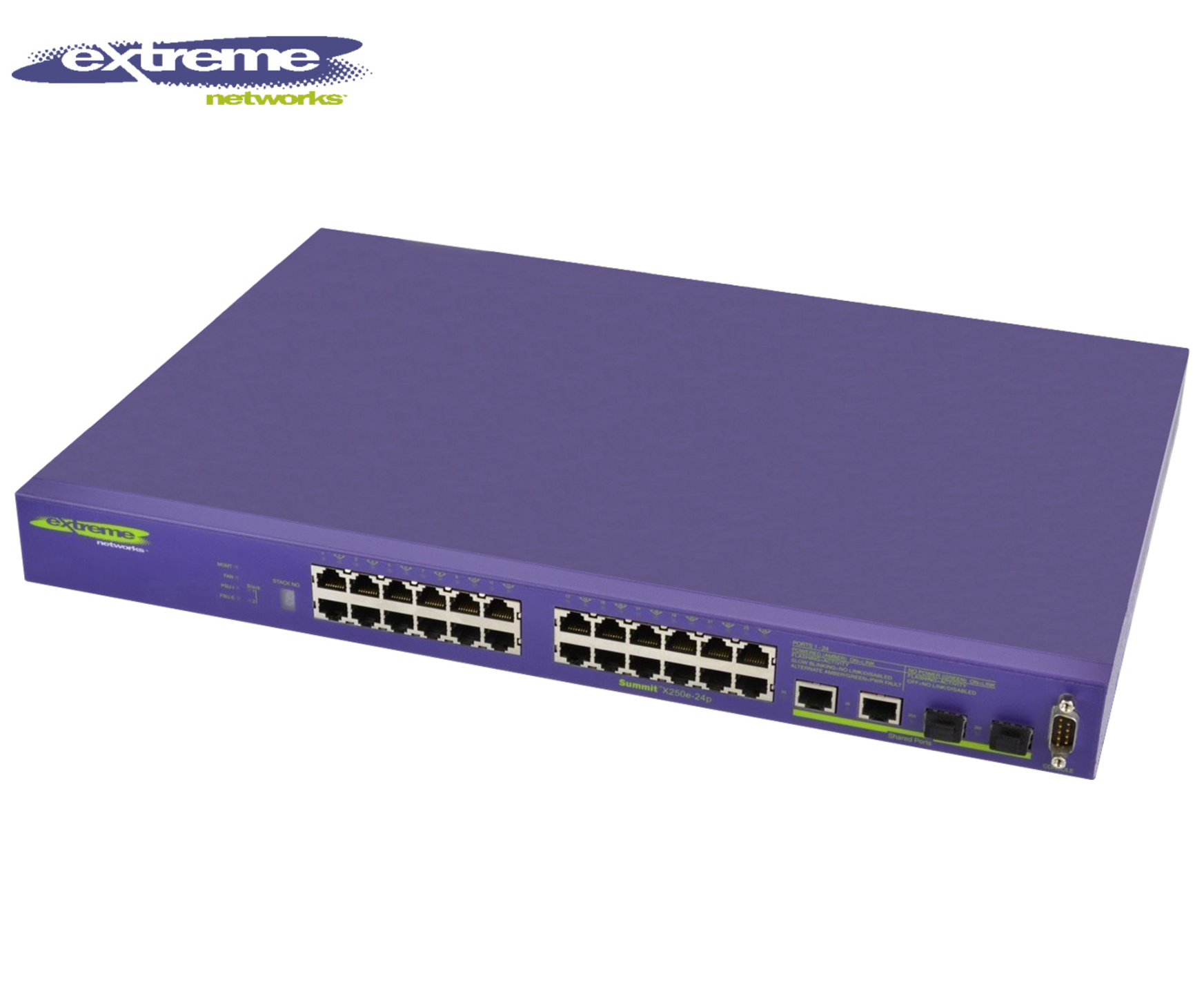 SWITCH ETH 24P 100MB & 2x1GB SFP EXTREME NETWORKS SUMMIT X250E-24t Refurbished SWITCH ETH 24P 100MB & 2x1GB SFP EXTREME NETWORKS SUMMIT X250E-24t Refurbished