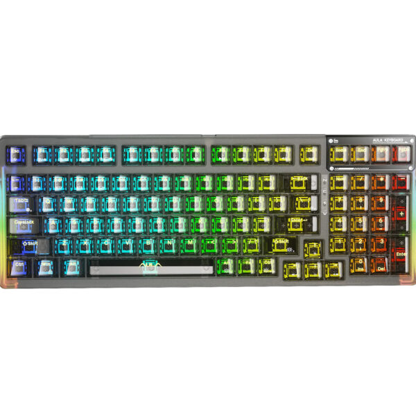 KEYBOARD AULA F98 MECHANICAL BLACK TRANSPARENT BT/2.4G/ WIRED GR NEW Refurbished