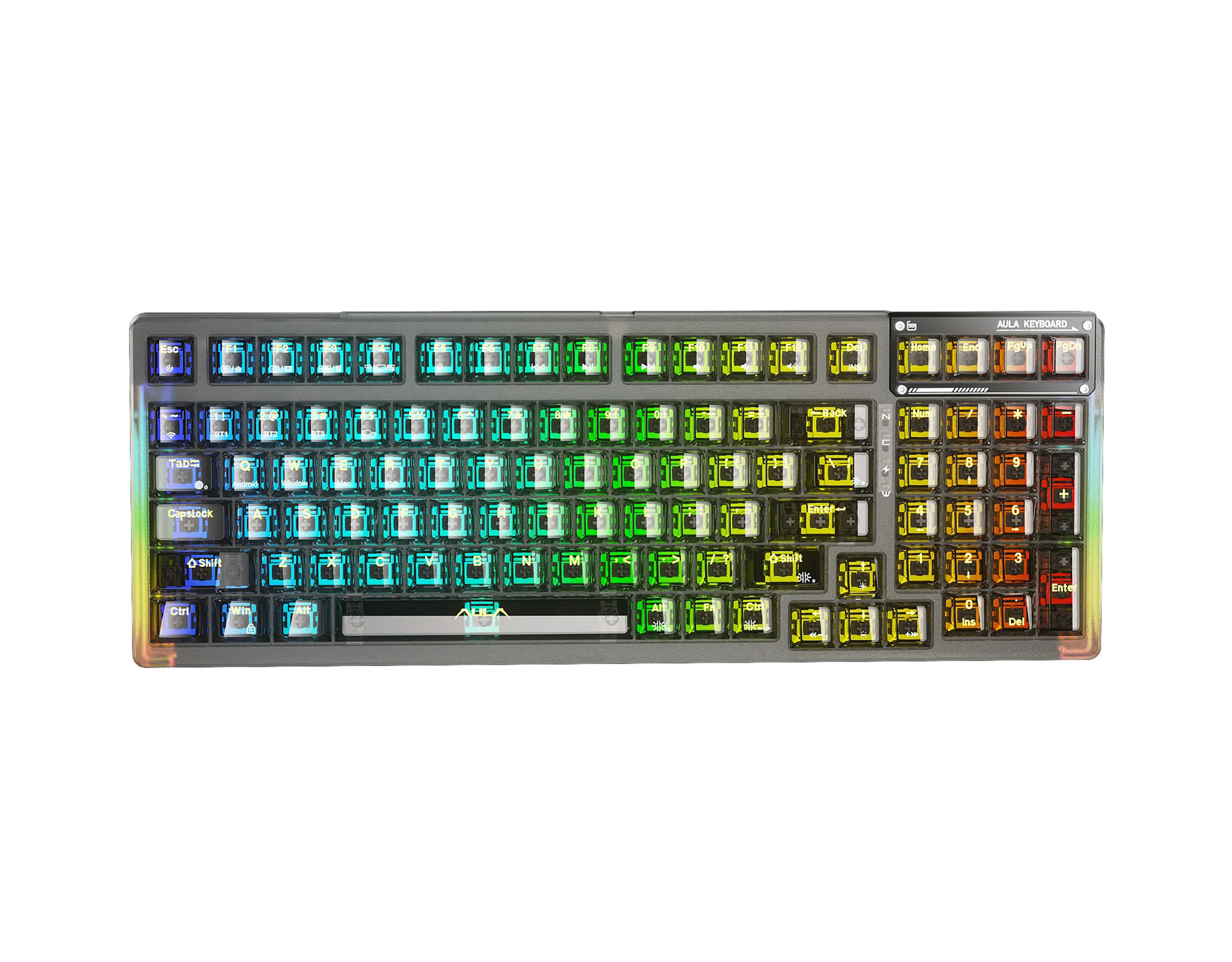 KEYBOARD AULA F98 MECHANICAL BLACK TRANSPARENT BT/2.4G/ WIRED GR NEW Refurbished