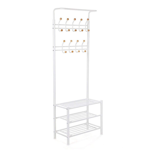Μεταλλικό Έπιπλο Εισόδου με 3 Ράφια και 9 Κρεμάστρες 68.8 x 35.2 x 187 cm Χρώματος Λευκό Songmics (HSR04W) (SNGHSR04W) - SCAX