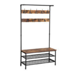 Μεταλλικό Έπιπλο Εισόδου με 3 Ράφια και 9 Διπλές Κρεμάστρες 100 x 182 x 41.5 cm Vasagle (HSR47BX) (VASHSR47BX) - SCAX