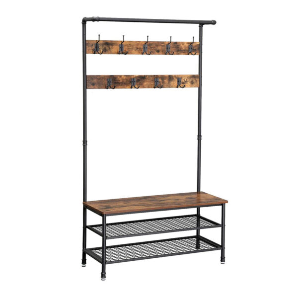 Μεταλλικό Έπιπλο Εισόδου με 3 Ράφια και 9 Διπλές Κρεμάστρες 100 x 182 x 41.5 cm Vasagle (HSR47BX) (VASHSR47BX) - SCAX