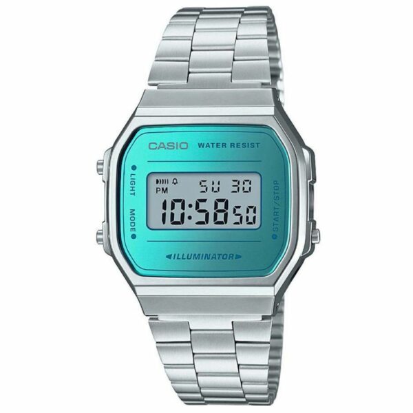 Casio Vintage Iconic Ψηφιακό Ρολόι Μπαταρίας με Ασημί Μεταλλικό Μπρασελέ (A-168WEM-2EF) (CASA168WEM2EF) - SCAX