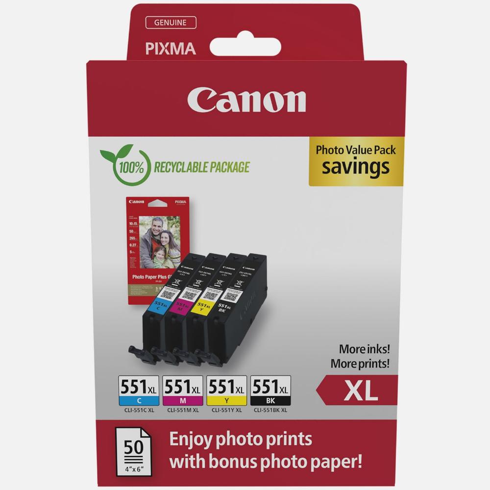 Canon Μελάνι Inkjet CLI-551XL CMYK Photo Value Pack (6443B008) (CANCLI-551XLPVP) - SCAX Canon Μελάνι Inkjet CLI-551XL CMYK Photo Value Pack (6443B008) (CANCLI-551XLPVP) - SCAX