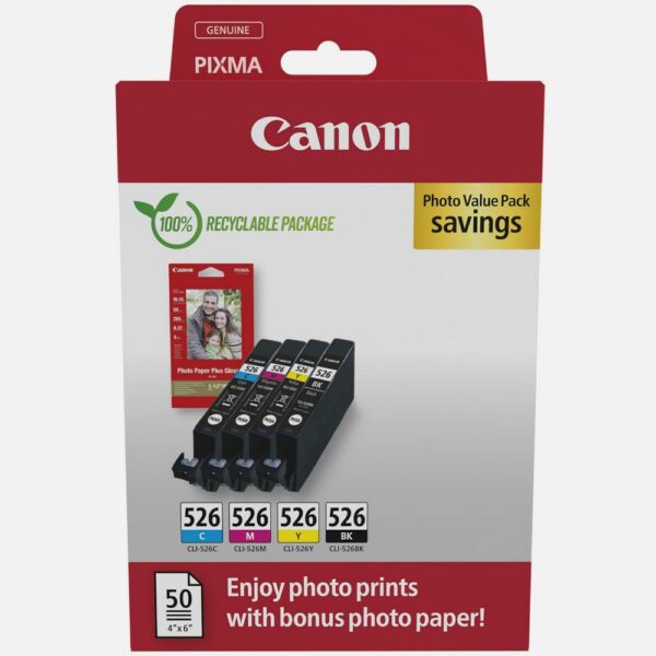 Canon Μελάνι Inkjet CLI-526 CMYK Value Pack (4540B019) (CANCLI-526PMP) - SCAX