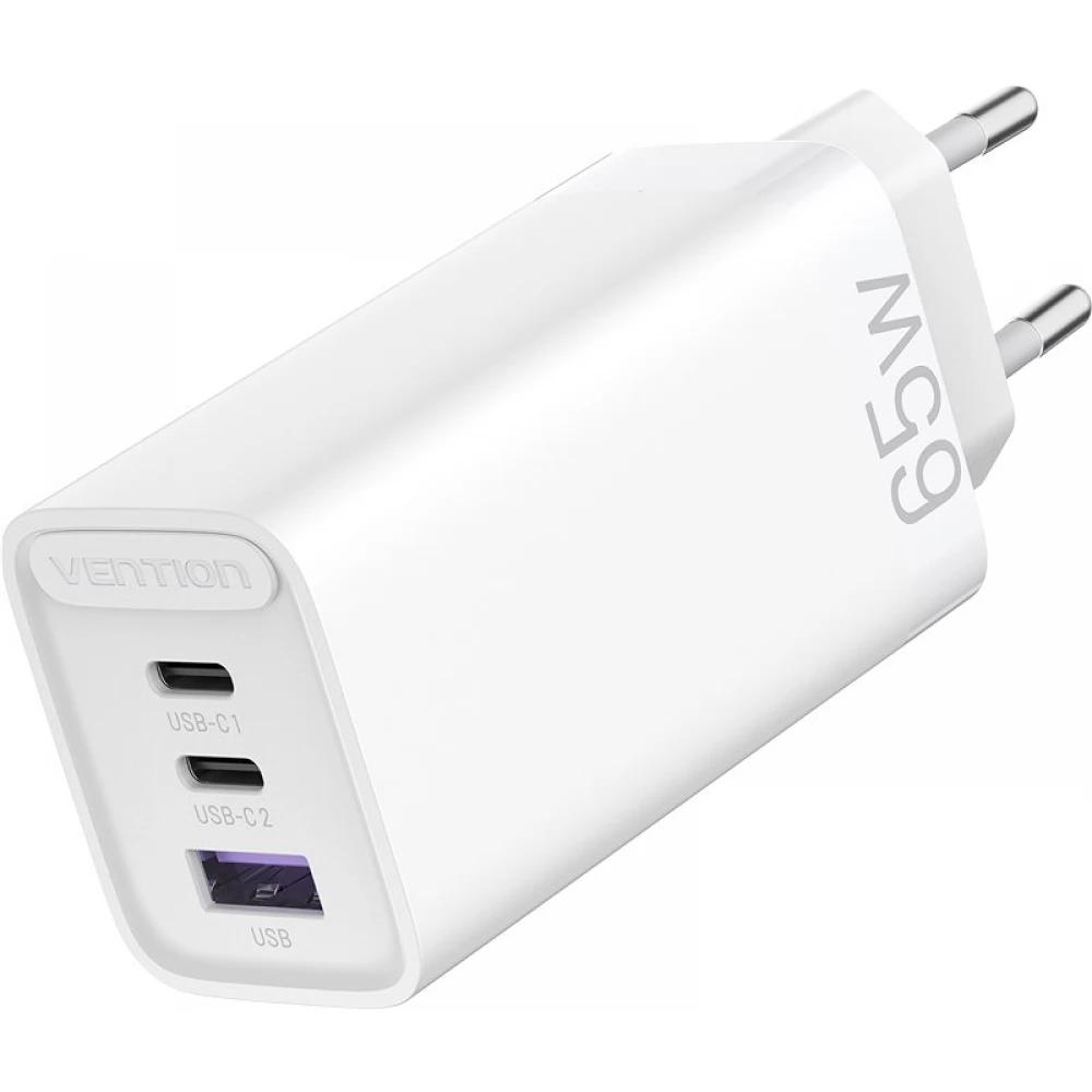 VENTION 3-Port USB (C+C+A) GaN Charger (65W/30W/30W) EU-Plug White (FEDW0-EU) (VENFEDW0-EU) - SCAX VENTION 3-Port USB (C+C+A) GaN Charger (65W/30W/30W) EU-Plug White (FEDW0-EU) (VENFEDW0-EU) - SCAX