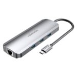 VENTION Type-C to HDMI/USB 3.0*3/RJ45/SD/TF/TRRS 3.5mm/PD 100W Docking Station 0.15M Gray Aluminum Alloy Type (TOLHB) (VENTOLHB) - SCAX