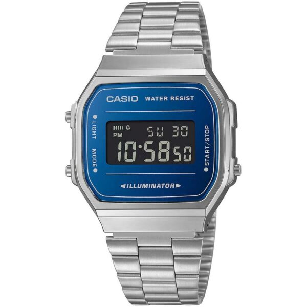 Casio Vintage Iconic Ψηφιακό Ρολόι Αυτόματο με Ασημί Μεταλλικό Μπρασελέ (A168WEM-2BEF) (CASA168WEM-2BEF) - SCAX