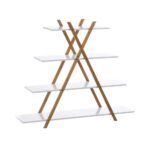 Bakaji Βιβλιοθήκη Μοντέρνου Σχεδιασμού Ράφι 4 Επιπέδων Ξύλο MDF και Μπαμπού Σπίτι Γραφείο Λευκό (2834489) (BAK2834489) - SCAX