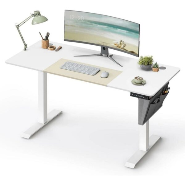 Songmics Γραφείο Ξύλινο με Μεταλλικά Πόδια White/Beige 60 x 140 x 72-120 (LSD016W01V1) (SNGLSD016W01V1) - SCAX