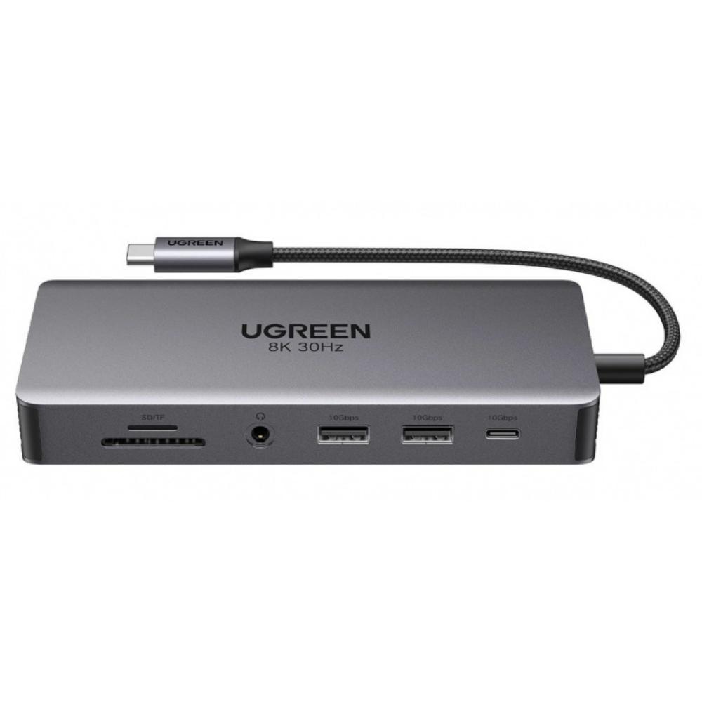 Ugreen USB-C Hub CM681 4x USB 2x HDMI DisplayPort RJ45 SD/TF AUX PD 100W gray (15978) (UGR15978) - SCAX Ugreen USB-C Hub CM681 4x USB 2x HDMI DisplayPort RJ45 SD/TF AUX PD 100W gray (15978) (UGR15978) - SCAX