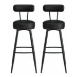 Vasagle Σετ Μεταλλικά Σκαμπό Μπαρ με πλάτη - Μαύρο -  2 τμχ (LBC889B01V1) (VASLBC889B01V1) - SCAX