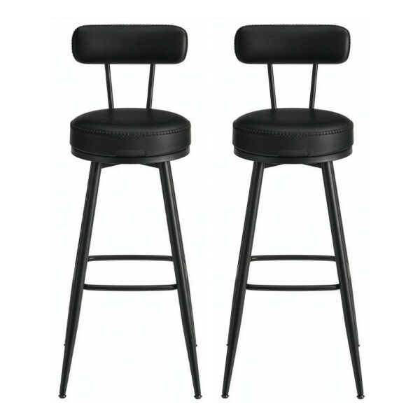 Vasagle Σετ Μεταλλικά Σκαμπό Μπαρ με πλάτη - Μαύρο -  2 τμχ (LBC889B01V1) (VASLBC889B01V1) - SCAX