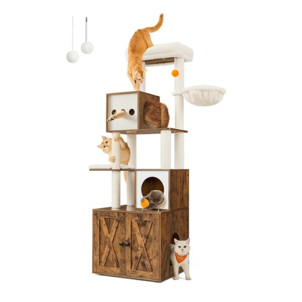 Feandrea Cat Tower With Litter box Height 185 cm