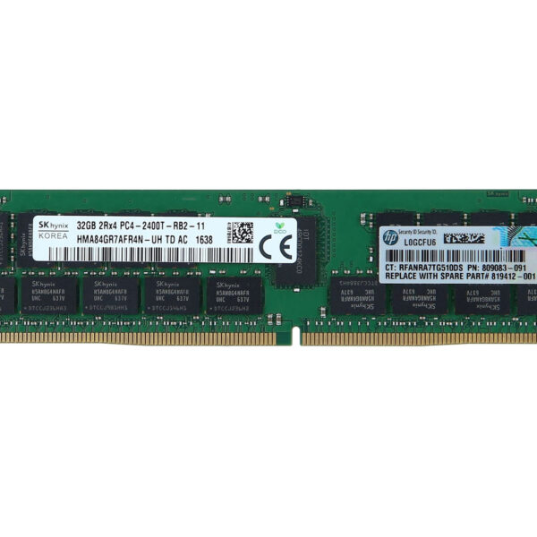 32GB HP PC4-19200T-R DDR4-2400 2Rx4 CL17 ECC RDIMM 1.2V Refurbished