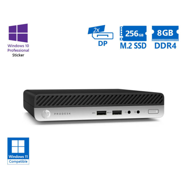 HP ProDesk 400G5 DM i3-9100T/8GB DDR4/256GB M.2 SSD/No ODD/10P Grade A Refurbished PC - SCAX