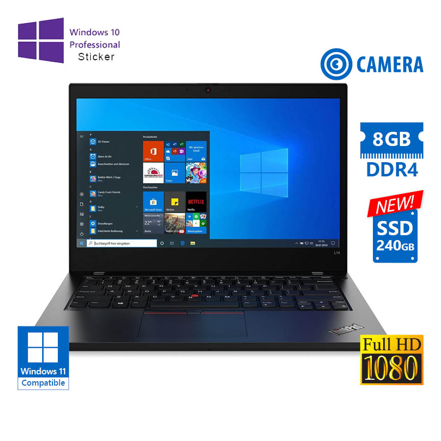 Lenovo ThinkPad L14 Gen 1 i5-10210U/14``FHD/8GB DDR4/240GB SSD New/No ODD/Camera/10P Grade A Refurbi - SCAX Lenovo ThinkPad L14 Gen 1 i5-10210U/14``FHD/8GB DDR4/240GB SSD New/No ODD/Camera/10P Grade A Refurbi - SCAX