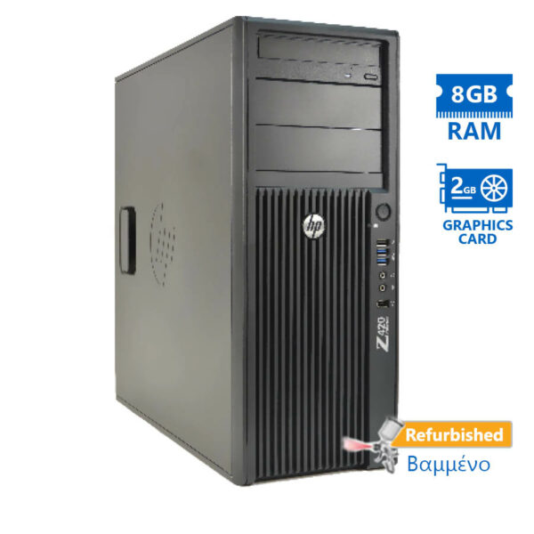 HP Z420 Tower Xeon E5-1620v2(4-Cores)/8GB DDR3/500GB/ATI 2GB/DVD/8P Grade A+ Workstation Refurbished - SCAX