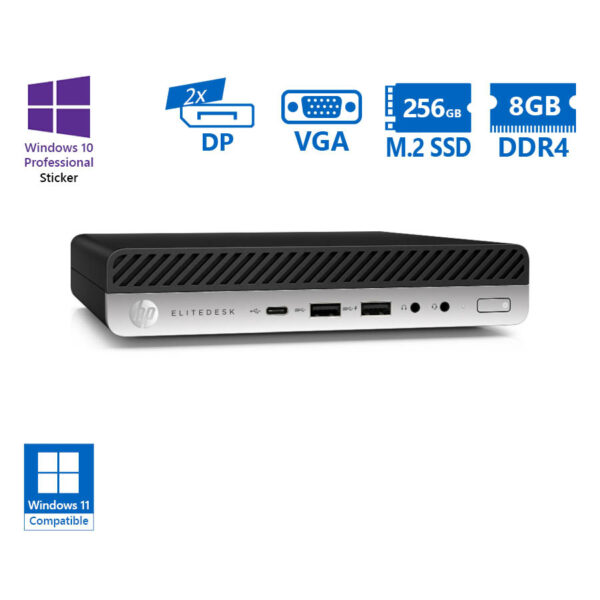 HP EliteDesk 800G4 DM i5-8500/8GB DDR4/256GB M.2 SSD/No ODD/10P Grade A Refurbished PC - SCAX
