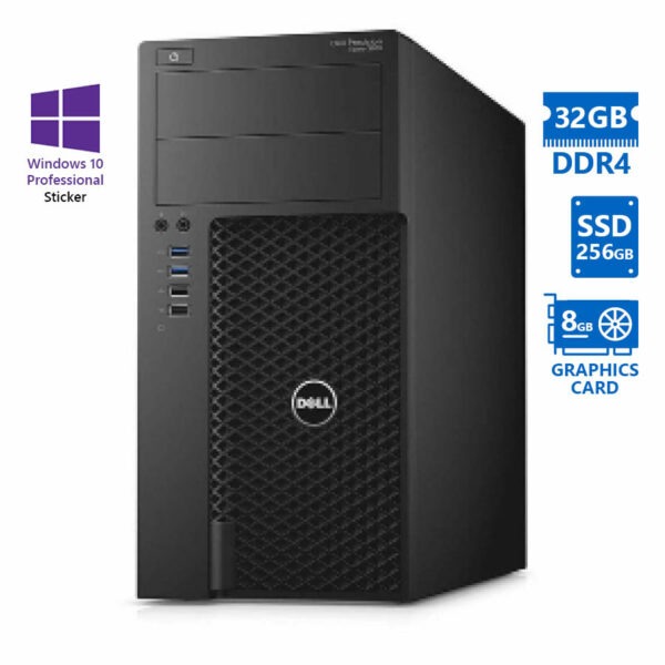 Dell Precision 3620 Tower Xeon-E3-1245v5 (4-Cores)/32GB DDR4/256GB SSD/Nvidia 8GB/No ODD/10P Grade A - SCAX