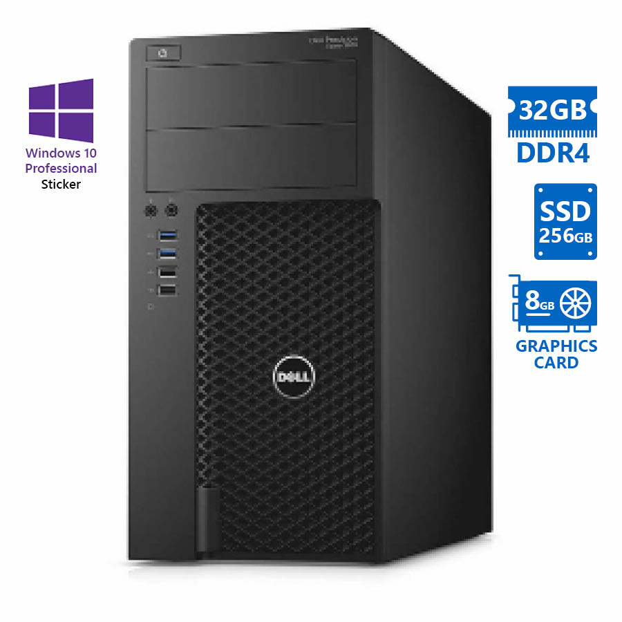 Dell Precision 3620 Tower Xeon-E3-1245v5 (4-Cores)/32GB DDR4/256GB SSD/Nvidia 8GB/No ODD/10P Grade A - SCAX