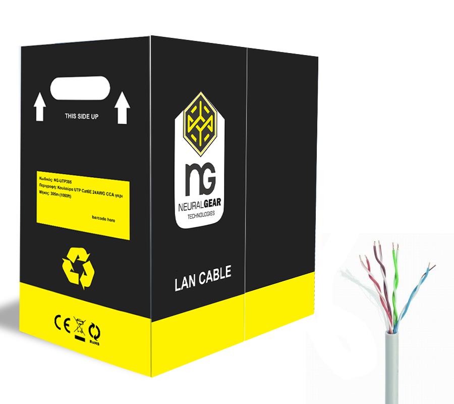 NG ΚΑΛΩΔΙΟ ΔΙΚΤΥΟΥ UTP ΓΚΡΙ CAT5e COPPER 305m