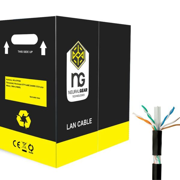 NG ΕΞΩΤΕΡΙΚΟ ΚΑΛΩΔΙΟ ΔΙΚΤΥΟΥ UTP ΜΑΥΡΟ CAT6 COPPER 305m - SCAX