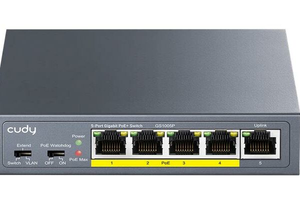 CUDY GS1005P 5-PORT GIGABIT POE+ SWITCH WITH 1 SFP PORT 120W - SCAX