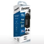 Φορτιστής Ταξιδίου Energizer A90MUC  με έξοδο USB-C/USB-A 90W Καλώδιο USB-C/USB-C Μαύρο - SCAX