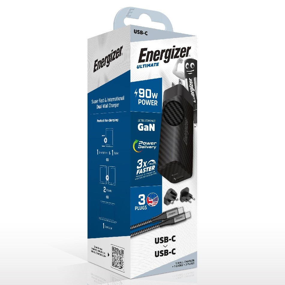 Φορτιστής Ταξιδίου Energizer A90MUC με έξοδο USB-C/USB-A 90W Καλώδιο USB-C/USB-C Μαύρο - SCAX Φορτιστής Ταξιδίου Energizer A90MUC με έξοδο USB-C/USB-A 90W Καλώδιο USB-C/USB-C Μαύρο - SCAX
