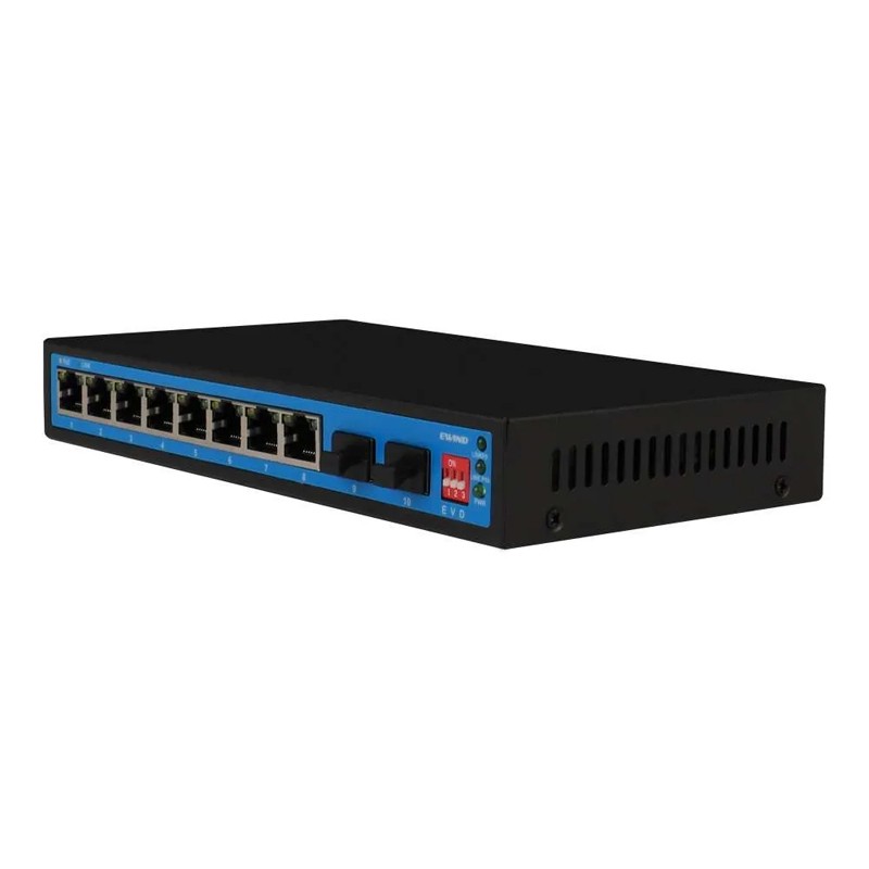 Ethernet Switch Ewind EW-S1910FG-DP 8xRJ45 10/100/1000Mbps + 2x1000Mbps  Gigabit Fiber PoE Switch με 2xGiga SFP IP30 - SCAX