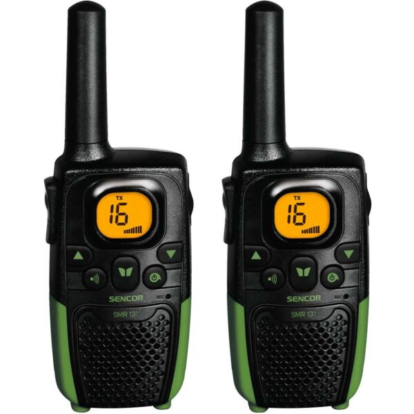 Walkie Talkie Σετ 2τεμ. με Yποδοχή Hands Free 2.5mm Εύρος Κάλυψης 7 km 3ΑΑΑ Sencor SMR 131 Μαύρο/Πράσινο - SCAX