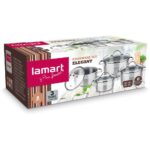 Σετ Μαγειρικά Σκεύη ELEGANT από Ανοξείδωτο Ατσάλι 8τεμ. Lamart LTSSSET8 Ασημί - Image 2