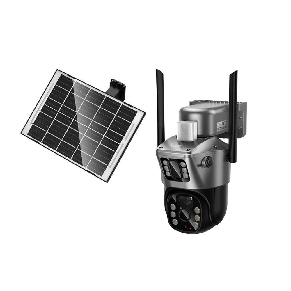 Εξωτερική Smart 4G Κάμερα Ασφαλείας Hoco DI76 Feather Solar  Full HD IP65 355° Διπλή Κάμερα Αμφίδρομη Ενδοεπικοινωνία και Ανίχνευση Κίνησης - SCAX