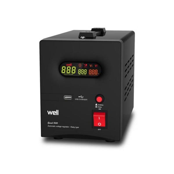 AVR-1500VA WELL ΨΗΦΙΑΚΟ με USB έξοδο GUARD LCD Display Black AVR-REL-GUARD1500-WL - SCAX