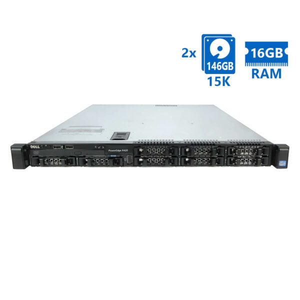 Refurbished Server Dell Poweredge R420 R1U E5-2430(6-cores)/16GB DDR3/2x146GB 15K/8xSFF/1xPSU/No ODD - SCAX