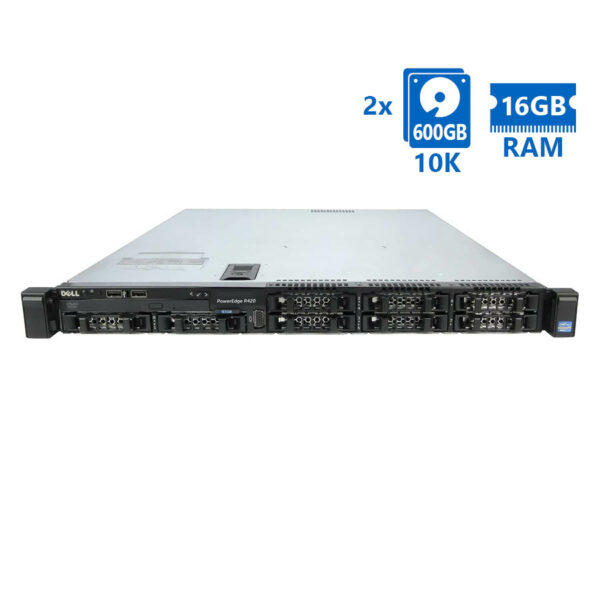 Refurbished Server Dell Poweredge R420 R1U E5-2430(6-cores)/16GB DDR3/2x600GB 10K/8xSFF/1xPSU/No ODD - SCAX