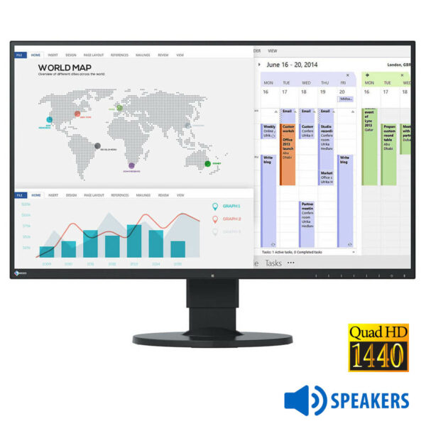 Used Monitor FlexScan EV2750 Q-LED/Eizo/27``QHD/2560x1440/Wide/Black/w/Speakers/DVI-D & DP & USB USB - SCAX