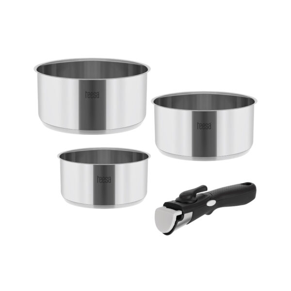 Σετ κατσαρόλες ανοξείδωτες με αποσπώμενη λαβή TEESA Cook Expert Single Hand (3 τμχ) - SCAX