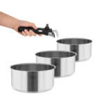 Σετ κατσαρόλες ανοξείδωτες με αποσπώμενη λαβή TEESA Cook Expert Single Hand (3 τμχ) - Image 3