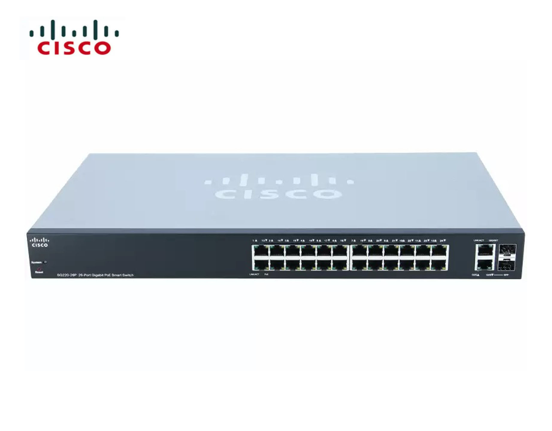 SWITCH ETH 26P 1GB CISCO SG220 2X COMBO SFP/GBE POE Refurbished