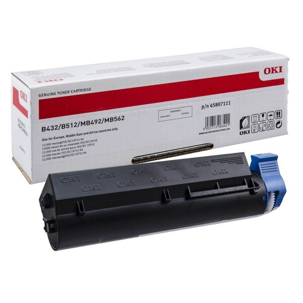 OKI B432/B512/MB492/MB562 TONER BLACK EHC 12k (45807111) (OKI-B432-B) - SCAX