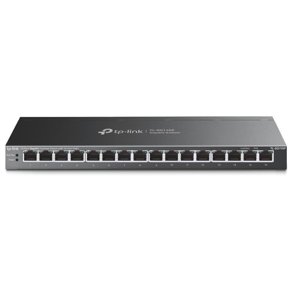TP-Link 16-Port Gigabit Desktop Switch with 16-Port PoE+ (TL-SG116P) (TPTL-SG116P) - SCAX