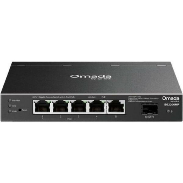 TP-Link Omada Access 6-Port Gigabit Switch with 4-Port PoE+ (SG2206MP) (TPSG2206MP) - SCAX