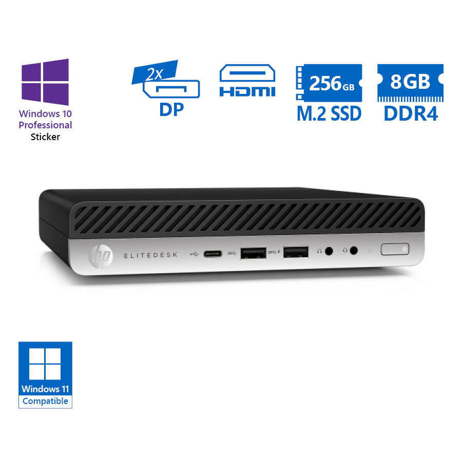 HP EliteDesk 800G5 DM i5-9500/8GB DDR4/256GB M.2 SSD/No ODD/10P Grade A Refurbished PC - SCAX