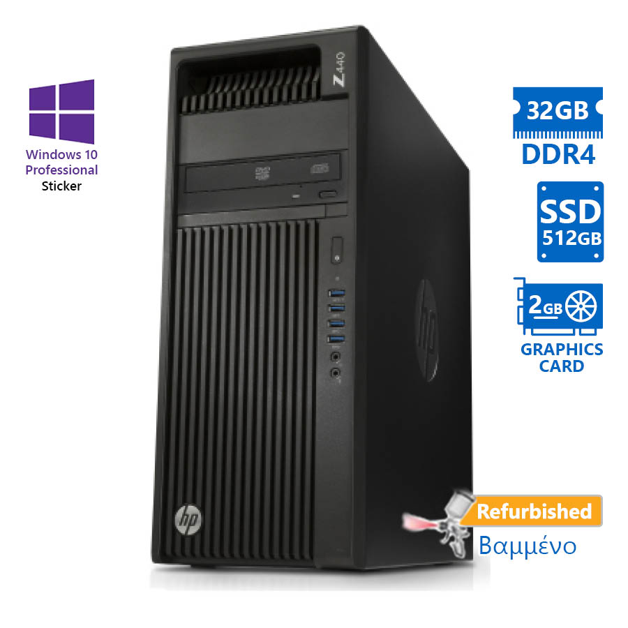 HP Z440 Tower Xeon E5-1660v4(8-Cores)/32GB DDR4/512GB SSD/Nvidia 2GB/DVD/10P Grade A+ Workstation Re - SCAX