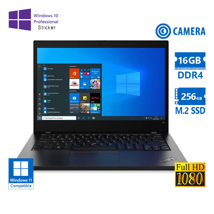 Lenovo (A-) ThinkPad L14 Gen 1 i5-10210U/14``FHD/16GB DDR4/256GB M.2 SSD/No ODD/Camera/10P Grade A- - SCAX