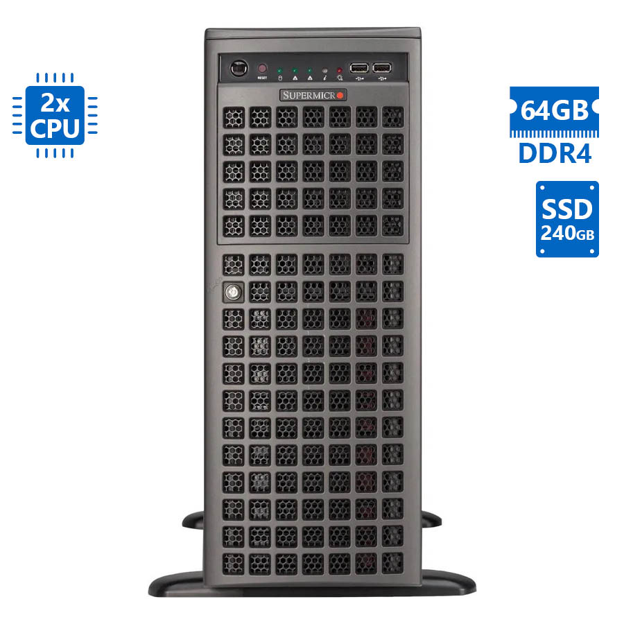 Refurbished Server SUPERMICRO SYS-7048GR-TR Tower Xeon 2xE5-2623v4(4-Cores)/64GB DDR4/240GB SSD/8xLF - SCAX
